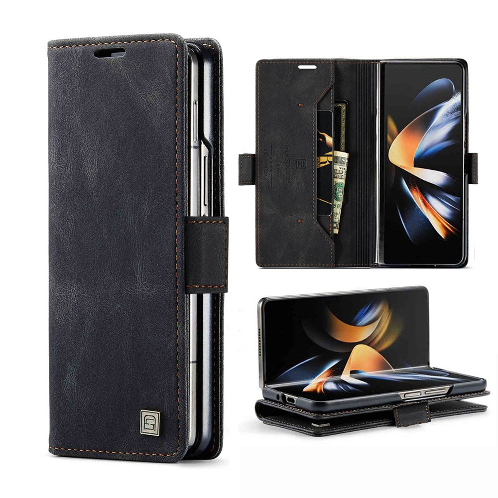 Samsung Galaxy Z Fold 7 Cover - Black -  AutSpace Soft Slim Folio Flip PU Leather RFID Blocking Wallet Case with 2 Cards Slot