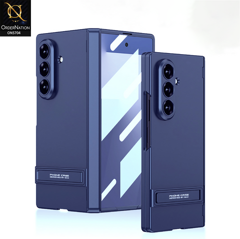 Samsung Galaxy Z Fold 7 Cover - Blue - New Premium Quality Pc Shell Case With Sepaarte Tempered Film Designed By GKK