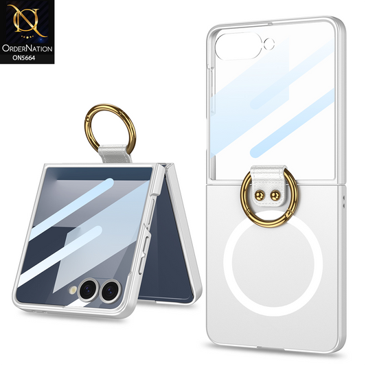 Samsung Galaxy Z Flip 7 Cover - Gray - New Premium Quality Ultra Thin Pc Shell Case With MagSafe And Ring Designed By GKK