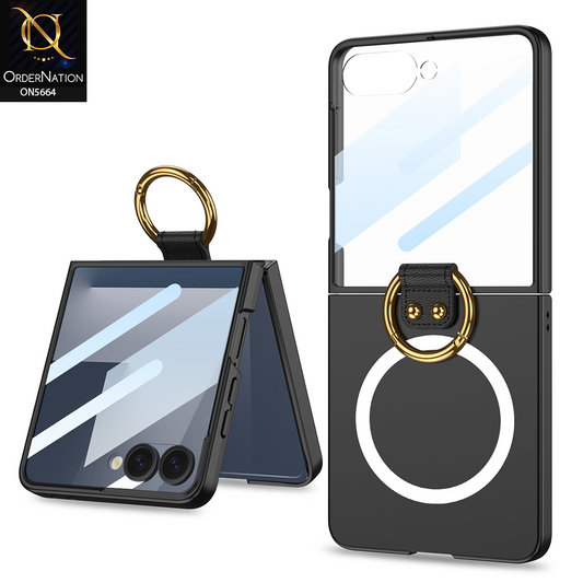 Samsung Galaxy Z Flip 7 Cover - Black - New Premium Quality Ultra Thin Pc Shell Case With MagSafe And Ring Designed By GKK
