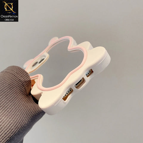 iPhone 13 Pro Max Cover - Gray - 3D Cute Cartoon Long Ears Make Up Mirror Soft Silicone Shockproof Case