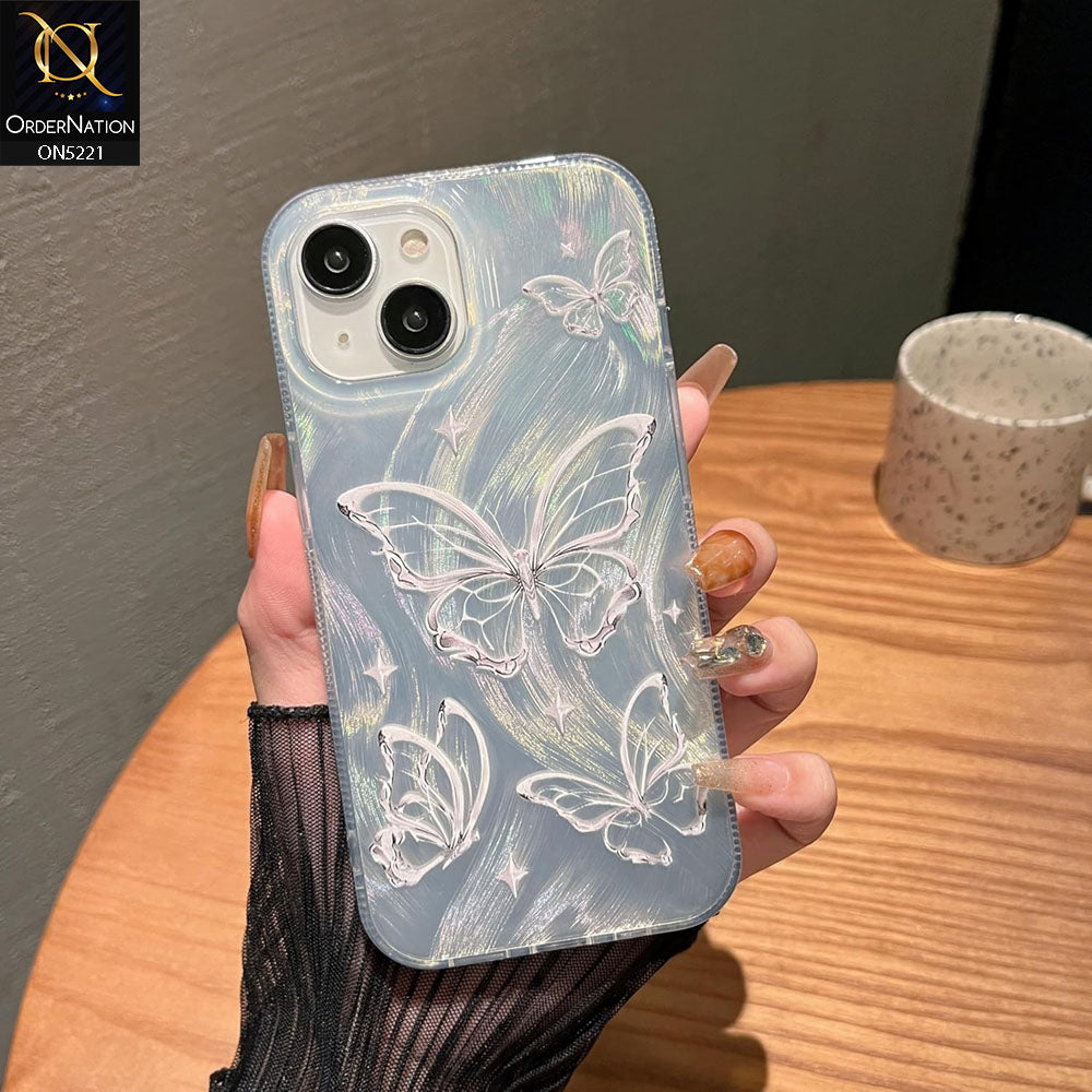 iPhone 15 Plus Cover - Silver - Luxury Silver-Plated Feather Butterfly Dreams Soft Case