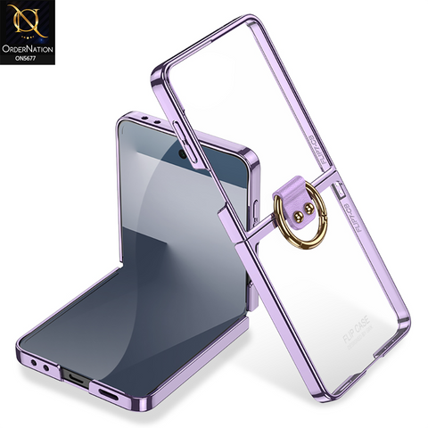 Samsung Galaxy Z Flip 7 Cover - Purple - New Slim High Quality Pc Shell Case With Ring And Holding Options Designed By GKK