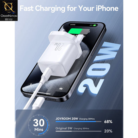 JOYROOM JR-TCF20 PD20W Type-C Fast Charger UK - White