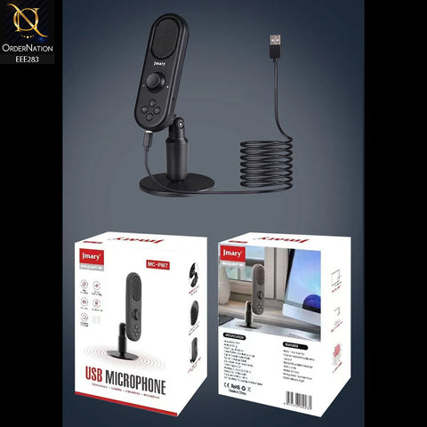 Jmary MC-PW7 Professional Usb Microphone For Podcasting, Gaming, Streaming, Recordings With Noise Reduction - Black