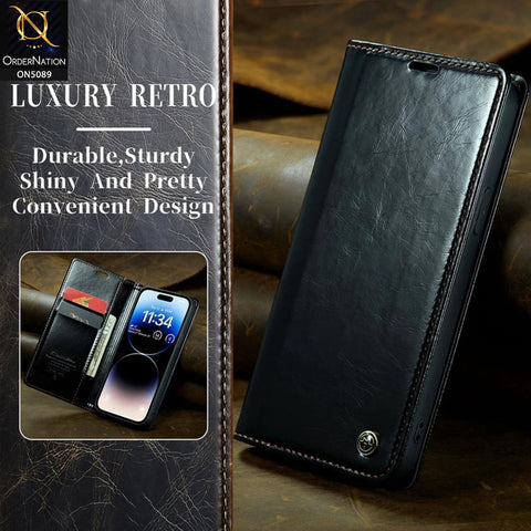 Samsung Galaxy A52s 5G Cover - Black - CaseMe Classic Leather Flip Book Card Slot Case