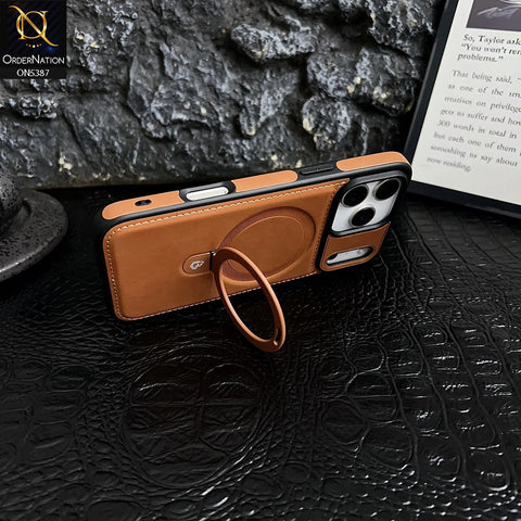 iPhone 17 Pro Max Cover - Blue -  Luxury Leather Case Supports Magsafe Wireless Charging, Kickstand Bracket Holder Soft Border Case