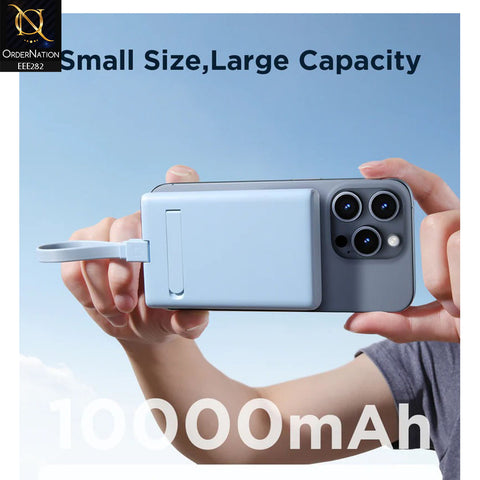 Joyroom JR-PBM01 20W 10000mAh Power Bank with Built-in Cable & Kickstand - Black