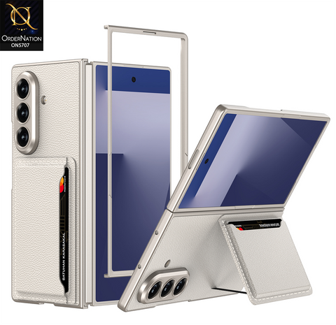 Samsung Galaxy Z Fold 7 Cover - Golden - New Premium Quality Pc Shell Case With Card Space For Card Holding Options Designed By GKK