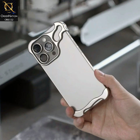 iPhone 15 Pro Max Cover - Gray - New Trendy Alloy Metal Minimalist Phone Case With Camera Protectors