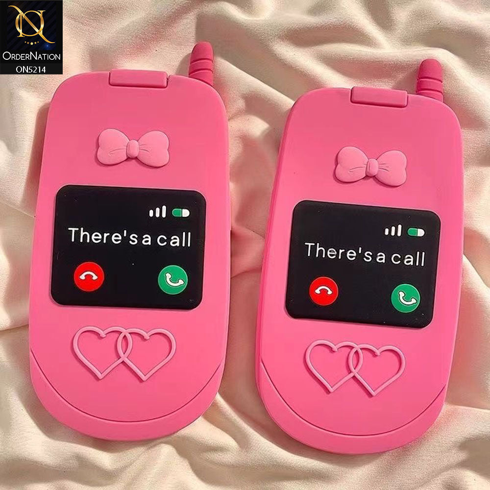 iPhone 13 Cover Pink Cute 3D Kawaii Retro Flip Phone Style