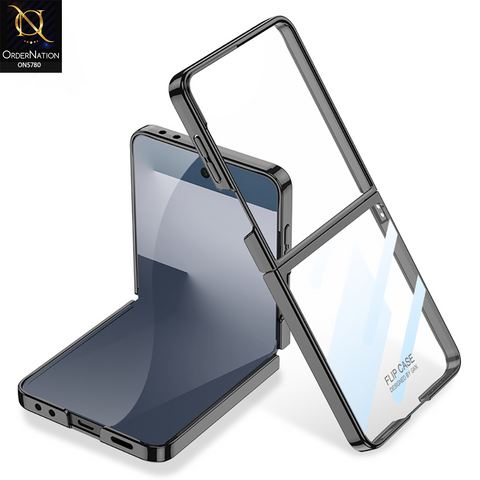 Samsung Galaxy Z Flip 7 Cover - Black - New Premium  Pc Shell Case With Separate Tempered Film And Glass Protecttion Designed By GKK