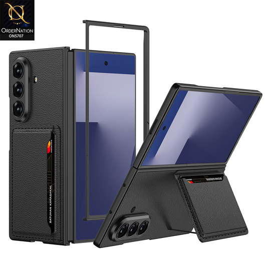Samsung Galaxy Z Fold 7 Cover - Black - New Premium Quality Pc Shell Case With Card Space For Card Holding Options Designed By GKK