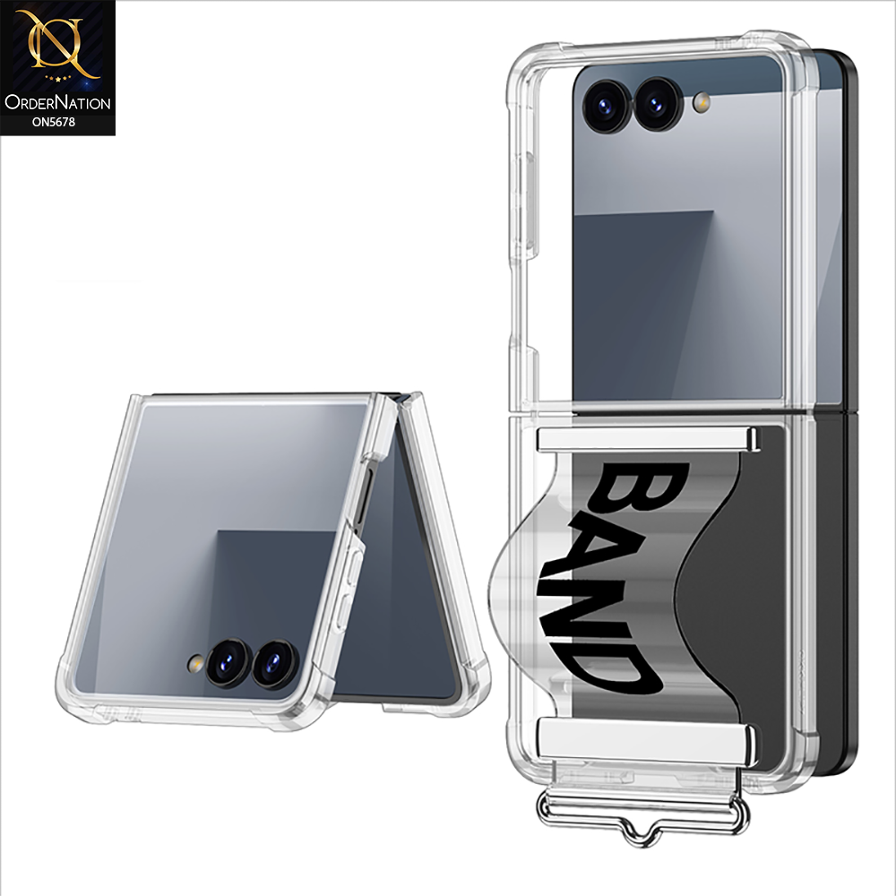 Samsung Galaxy Z Flip 7 Cover - Transparent - New Premium TPU Clear Case With Belt Strap For Holding Options Designed By GKK