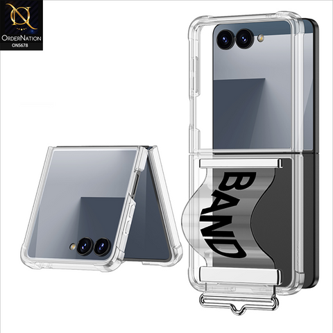 Samsung Galaxy Z Flip 7 Cover - Transparent - New Premium TPU Clear Case With Belt Strap For Holding Options Designed By GKK