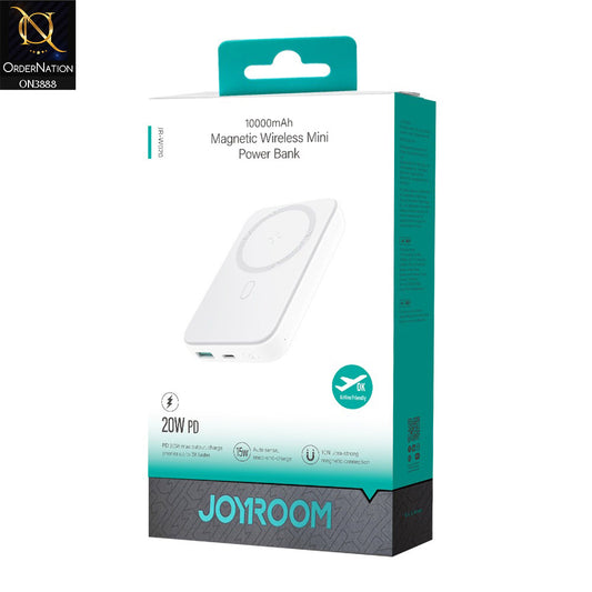 White - JOYROOM JR-W020 MINI MAGNETIC WIRELESS POWER BANK – 10000MAH