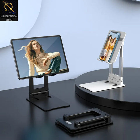 Metal Heavy Duty Multifunctional Digital Folding Mobile Stand - Black