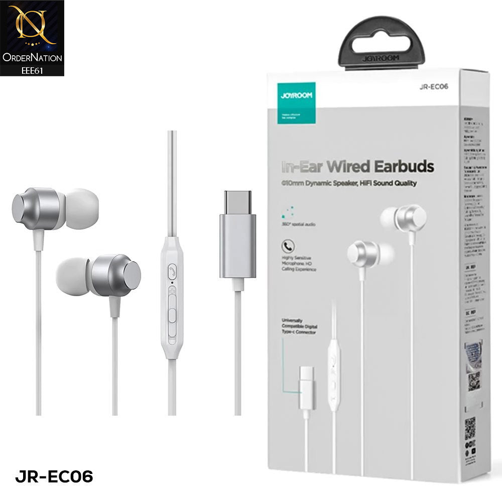 Joyroom JR-EC06 TYPE-C Series In-Ear Metal Wired Earbuds - Silver