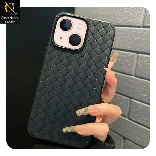 iPhone 13 Cover - Black - New Woven Design Leather Feel Soft TPU Case