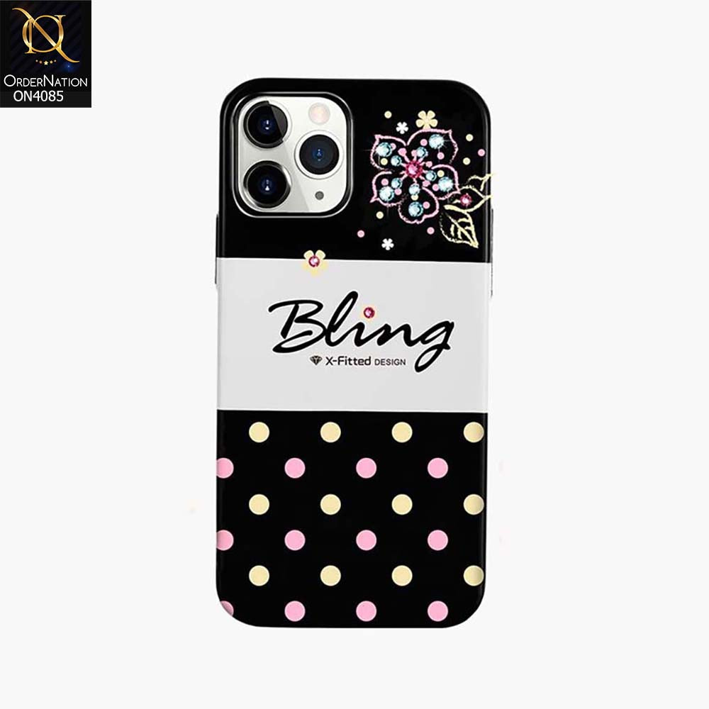 iPhone 15 Pro Max - Design 2 - Simple Pattern With Luxurious Crystal Diamonds, Sparkling And Elegant