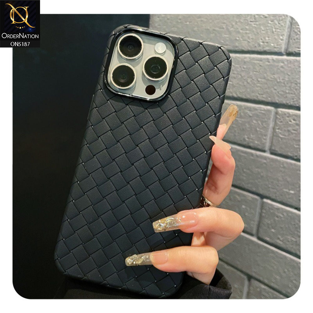 iPhone 12 Pro Max Cover - Black - New Woven Design Leather Feel Soft TPU Case