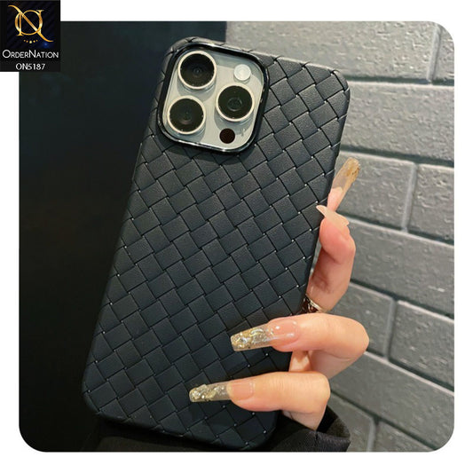 iPhone 12 Pro Max Cover - Black - New Woven Design Leather Feel Soft TPU Case