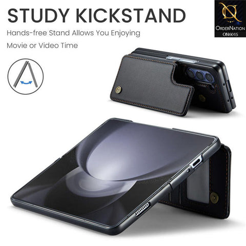 Samsung Galaxy Z Fold 3 5G Cover - Black - CaseMe Premium Leather RFID Blocking Card Holder Case