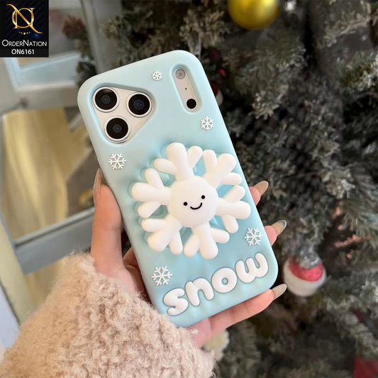 iPhone 18 Pro Cover - Sky Blue - New Soft Silicon Cute 3D Snowflake Silicone Phone Case – Soft Shockproof  Cover