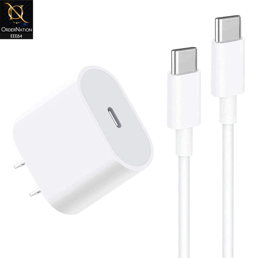 35W USB Type-C to C Power Adapter With Type-C To C Cable - White