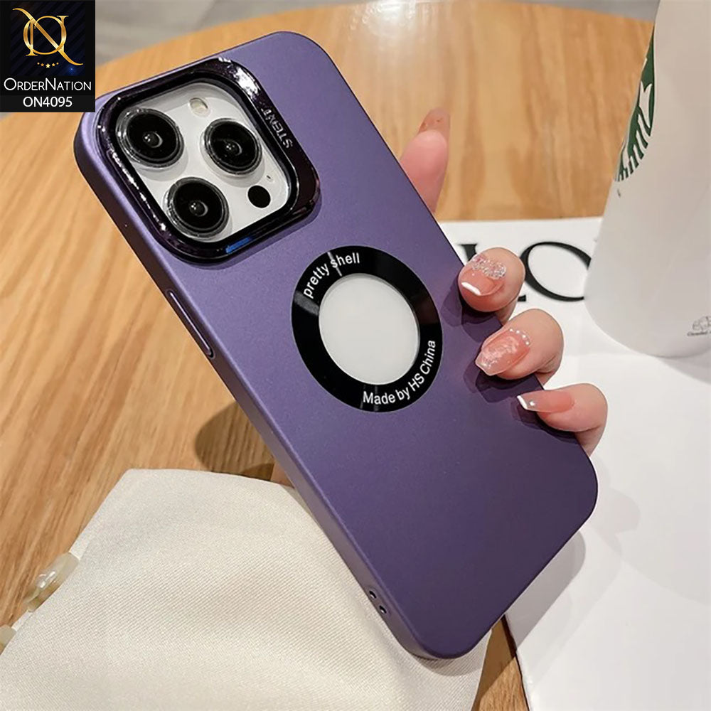 iPhone 14 Pro Max Cover - Purple -  Invisible Bracket Folding Camera Lens Holder Protection Matte Case Magnetic For Magsafe Hard Cover