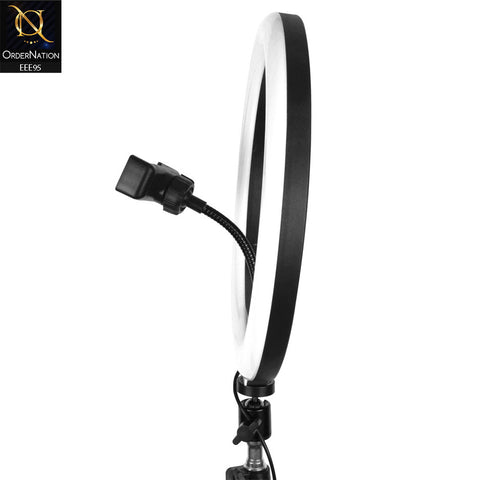 26 CM Camera LED Ring Fill Light 10 Inch DX-260 With Phone Holder - Black