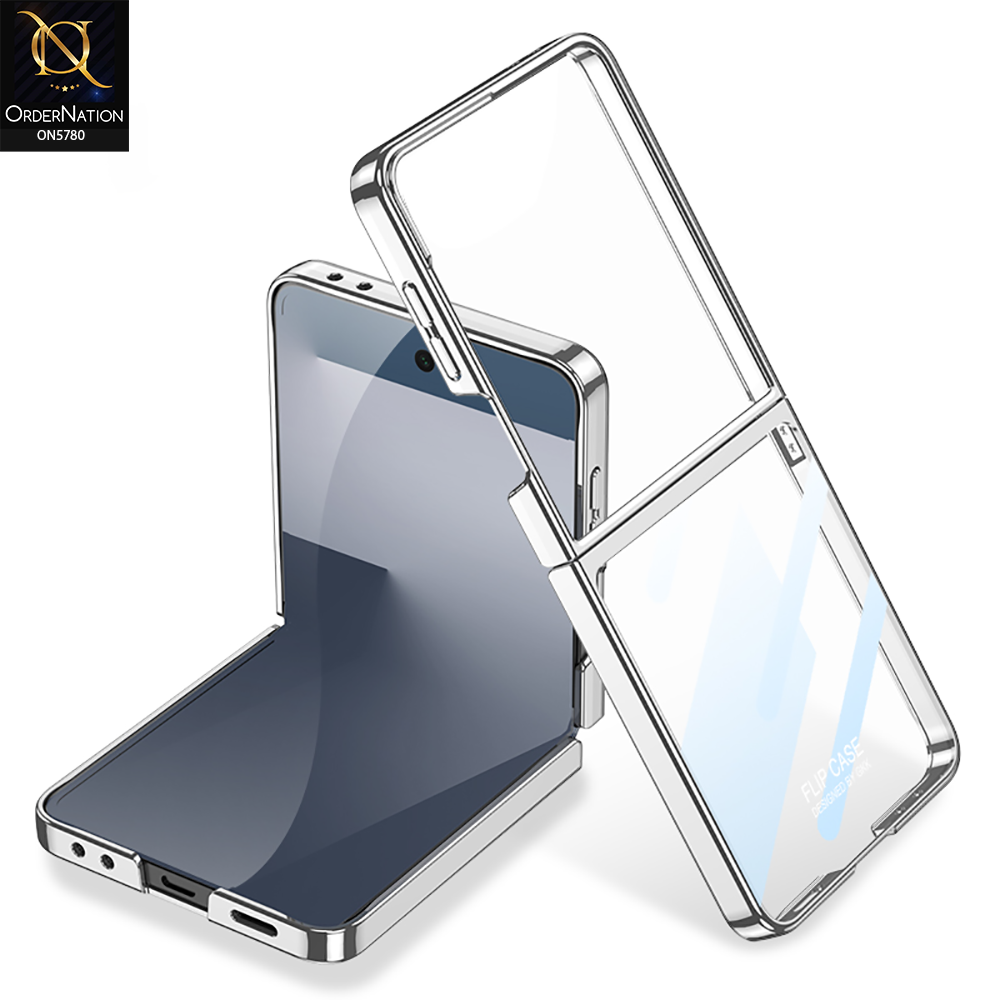 Samsung Galaxy Z Flip 7 Cover - Silver - New Premium  Pc Shell Case With Separate Tempered Film And Glass Protecttion Designed By GKK