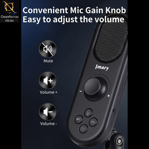 Jmary MC-PW7 Professional Usb Microphone For Podcasting, Gaming, Streaming, Recordings With Noise Reduction - Black