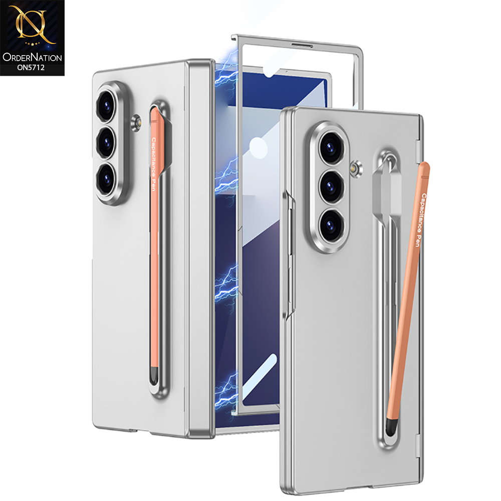 Samsung Galaxy Z Fold 7 Cover - Gray - New Premium Quality Pc Shell Case With Stylus Pen And Separate Tempered Film With Ring Designed By GKK
