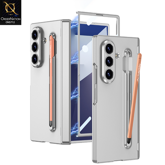 Samsung Galaxy Z Fold 7 Cover - Gray - New Premium Quality Pc Shell Case With Stylus Pen And Separate Tempered Film With Ring Designed By GKK