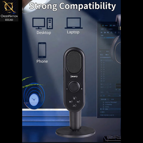 Jmary MC-PW7 Professional Usb Microphone For Podcasting, Gaming, Streaming, Recordings With Noise Reduction - Black