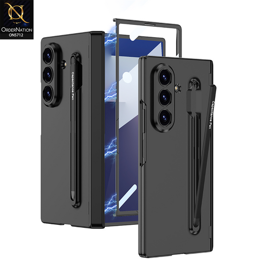 Samsung Galaxy Z Fold 7 Cover - Black - New Premium Quality Pc Shell Case With Stylus Pen And Separate Tempered Film With Ring Designed By GKK