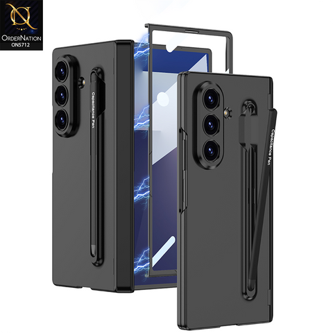 Samsung Galaxy Z Fold 7 Cover - Black - New Premium Quality Pc Shell Case With Stylus Pen And Separate Tempered Film With Ring Designed By GKK