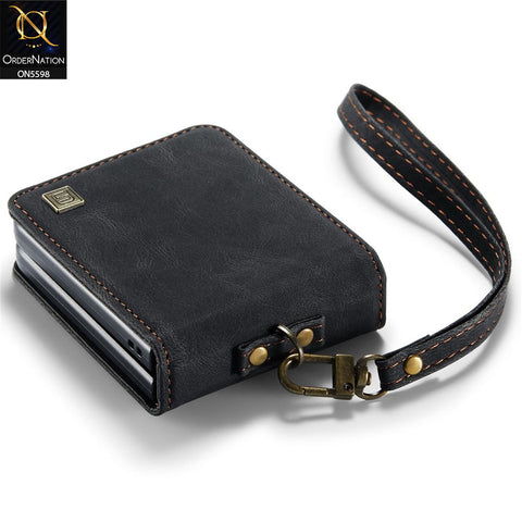 Samsung Galaxy Z Flip 7 Cover - Black -  AutSpace Soft Slim Folio Flip PU Leather RFID Blocking Wallet Case with 2 Cards Slot