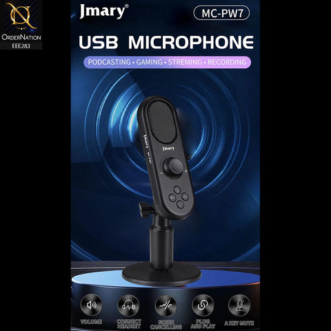 Jmary MC-PW7 Professional Usb Microphone For Podcasting, Gaming, Streaming, Recordings With Noise Reduction - Black