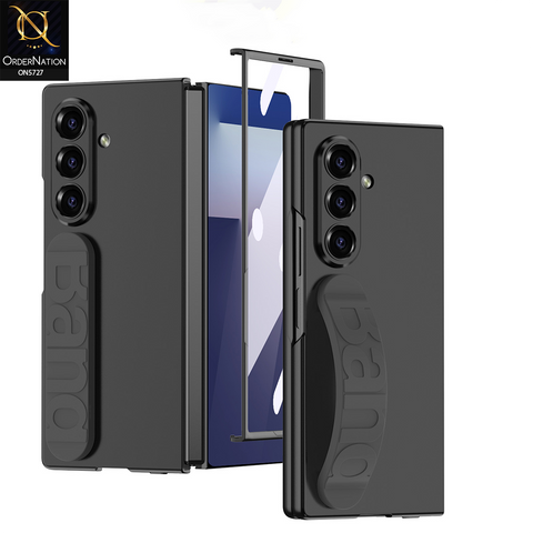 Samsung Galaxy Z Fold 7 Cover - Black -New Premium Quality Pc Shell Case With Strap For Holding Options Designed By GKK