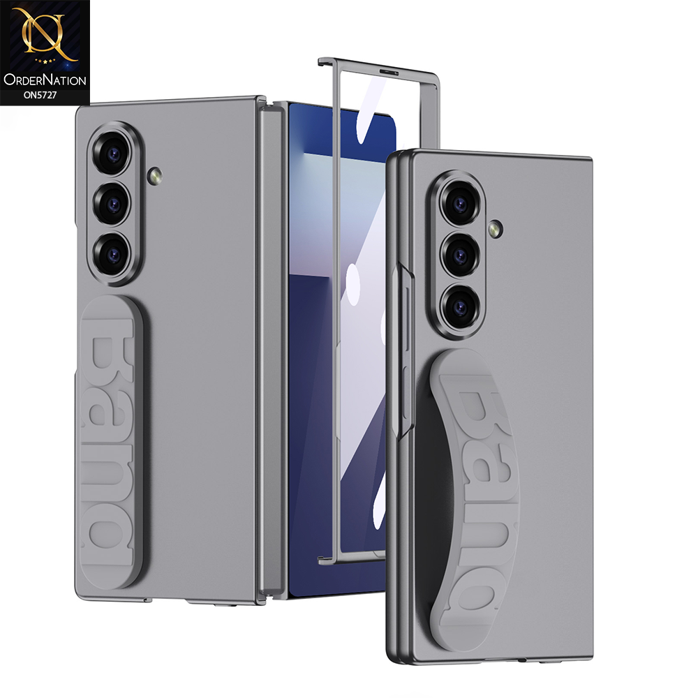 Samsung Galaxy Z Fold 7 Cover - Gray - New Premium Quality Pc Shell Case With Strap For Holding Options Designed By GKK