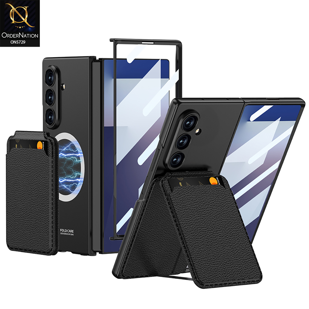 Samsung Galaxy Z Fold 7 Cover - Black - New Premium Quality Pc Shell Case With Magnetic Card Holder For Card Holding Options Designed By GKK