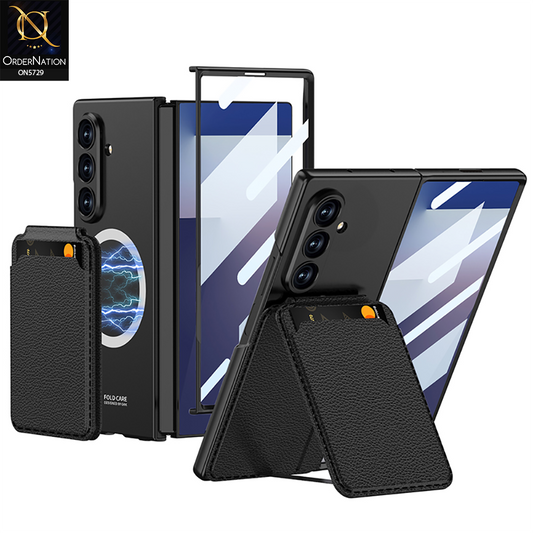 Samsung Galaxy Z Fold 7 Cover - Black - New Premium Quality Pc Shell Case With Magnetic Card Holder For Card Holding Options Designed By GKK