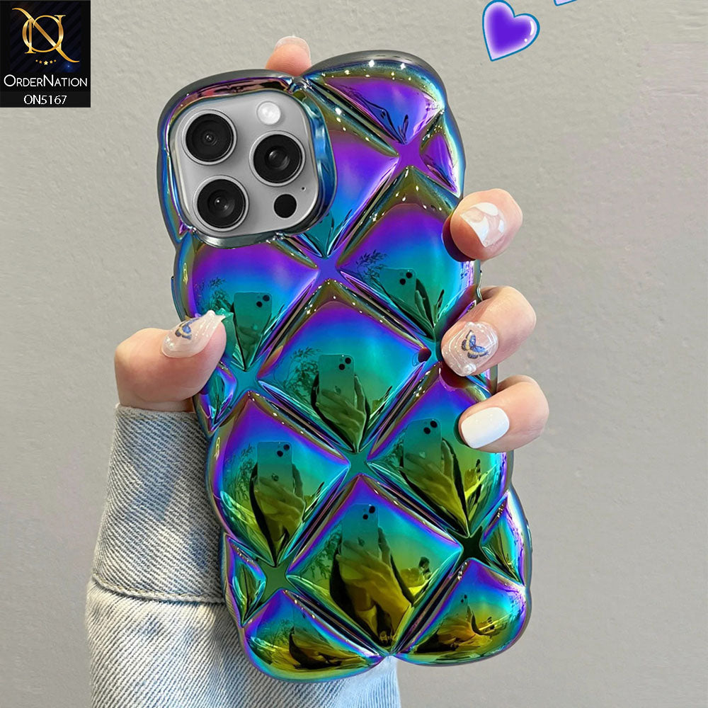iPhone 13 Pro Max Cover - Black - 3D Gradient Holographic Puffer Cube Soft Protective Case