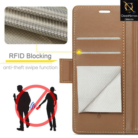 Samsung Galaxy Z Fold 5 5G Cover - Brown - CaseMe Classic Leather Wallet RFID Blocking Magnetic Buckle Flip Book Case
