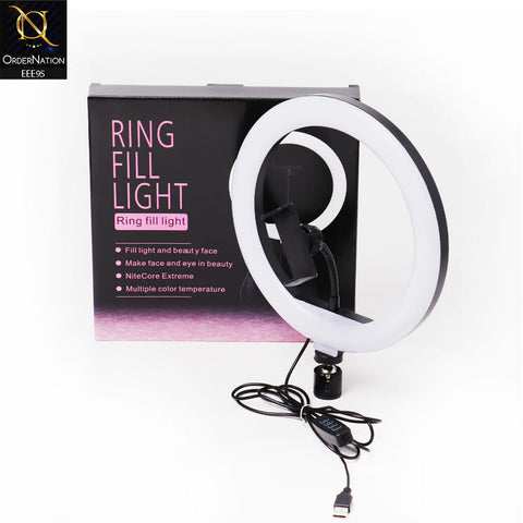 26 CM Camera LED Ring Fill Light 10 Inch DX-260 With Phone Holder - Black