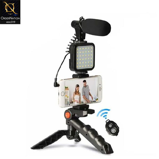 AY-49 Vlogging Tripod Video Making Kit - Black