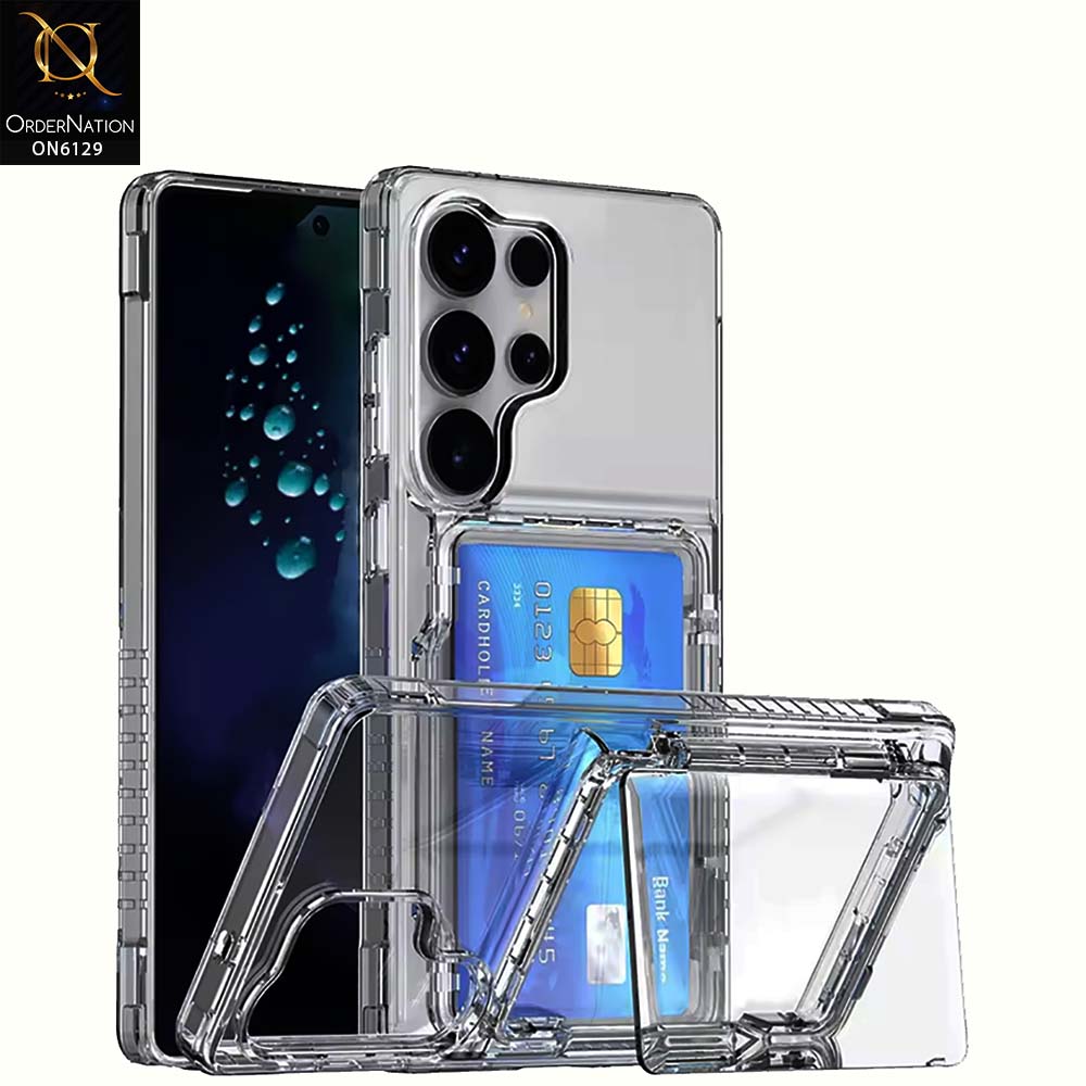 Samsung Galaxy S24 Ultra Cover - Transparent - Slim Shockproof Case For Built-in Card Pocket Back Cover