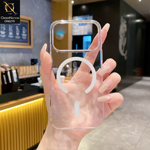 iPhone 17 Pro Max Cover -  White - HOTME Transparent Magnetic Ring Protective Phone Case
